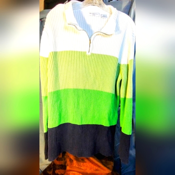 Liz Claiborne Woman Sweater Women's Size 2X Colorblock 1/4 Zip - Picture 1 of 4